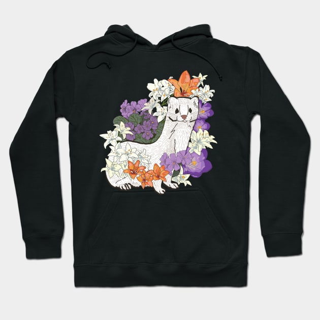 Weasel & Lilies & Violets Hoodie by theartfulscientist